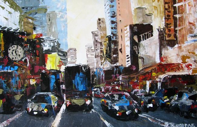 Peinture intitulée "Les rues de Chicago" par Nataly Basarab, Œuvre d'art originale, Huile