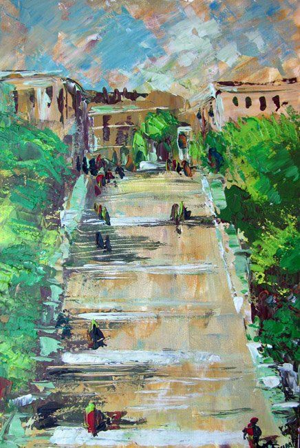 Peinture intitulée "Escalier du Potemki…" par Nataly Basarab, Œuvre d'art originale, Huile