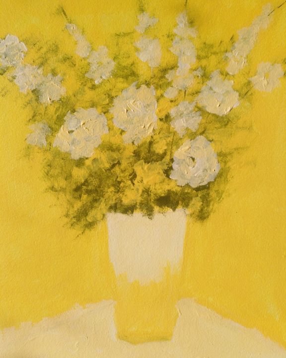 Painting titled ""Yellow"." by Natalia Ganichkina, Original Artwork, Acrylic