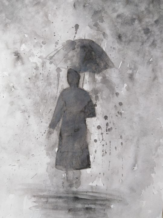 Ζωγραφική με τίτλο ""loneliness"" από Natalia Ganichkina, Αυθεντικά έργα τέχνης, Ακουαρέλα