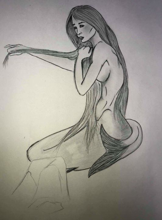 Painting titled "Sirene" by Natalia, Original Artwork