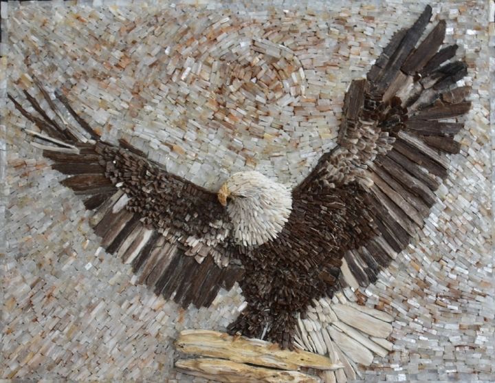 Γλυπτική με τίτλο "Aigle mosaic" από Natasha, Αυθεντικά έργα τέχνης, Ψηφιδωτό