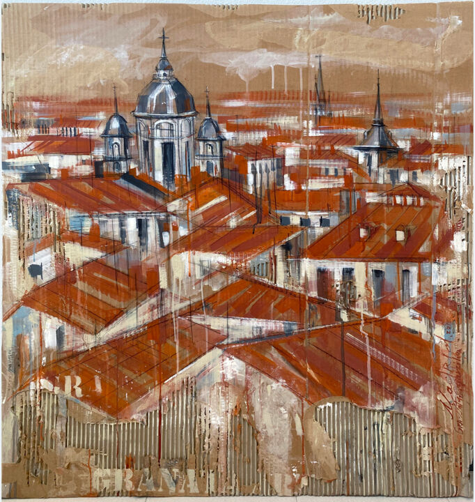 Painting titled "Madrid roofs serie" by Natasha Granata, Original Artwork, Acrylic