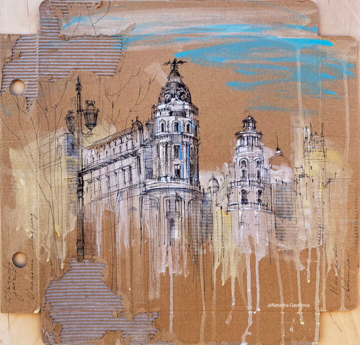 Dessin intitulée "Madrid" par Natasha Granata, Œuvre d'art originale, Acrylique