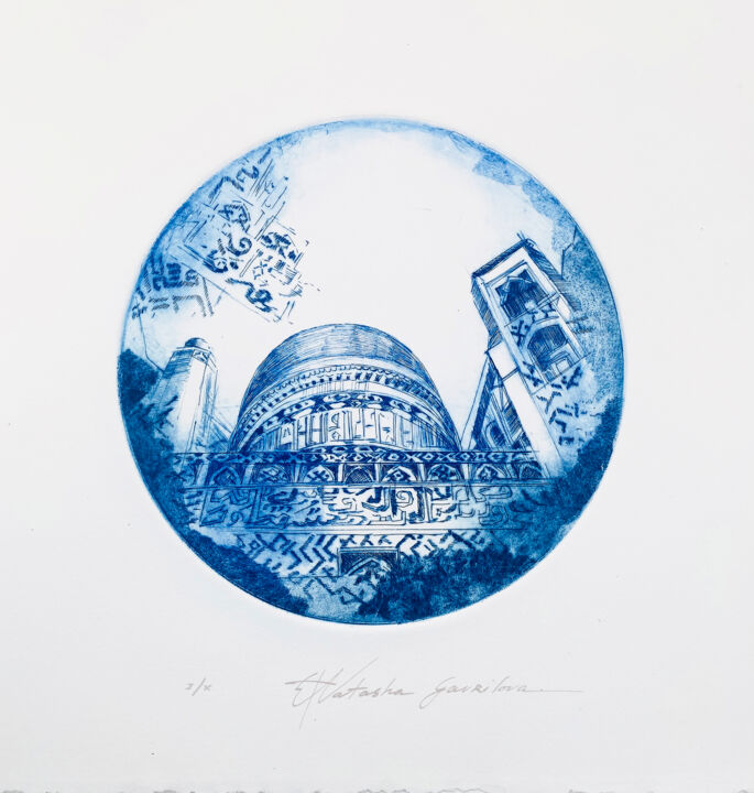 Prenten & gravures getiteld "Samarkand" door Natasha Granata, Origineel Kunstwerk, Ets