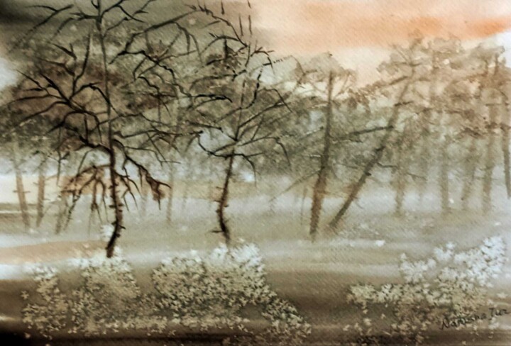 Картина под названием "Лес" - Natasha Jur, Подлинное произведение искусства, Акварель