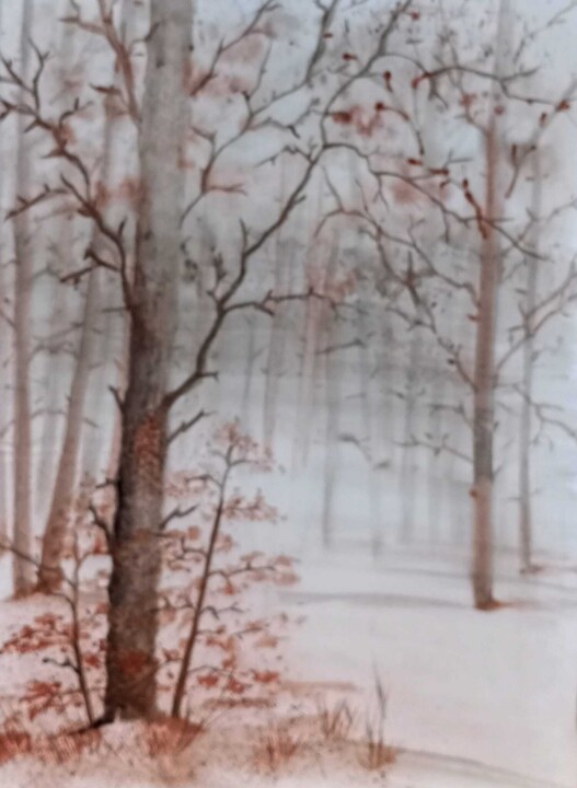 Картина под названием "Ноябрь" - Natasha Jur, Подлинное произведение искусства, Акварель