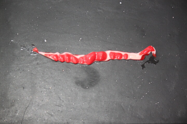 Sculpture titled ""Worm" Red.Part.of…" by Natasha Korets, Original Artwork, Plastic Mounted on Wood Stretcher frame