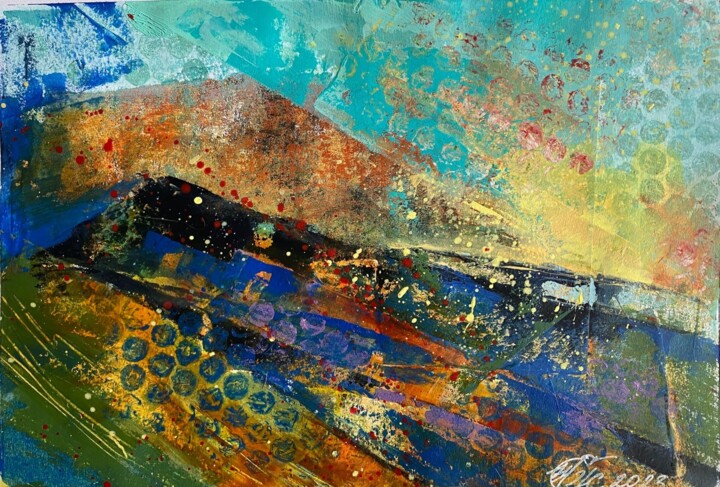 Ζωγραφική με τίτλο "Sunset" από Natasha Zhukova, Αυθεντικά έργα τέχνης, Ακρυλικό Τοποθετήθηκε στο Χαρτόνι