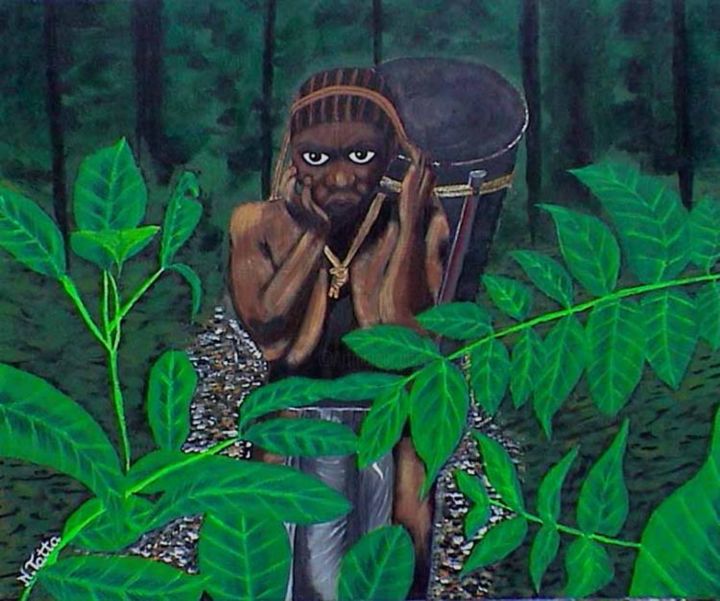 Pintura titulada "Woman in Zaire" por Natasha Tatta, Obra de arte original