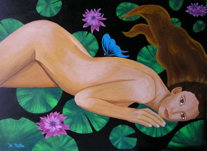 Malerei mit dem Titel "Water Lily dream" von Natasha Tatta, Original-Kunstwerk