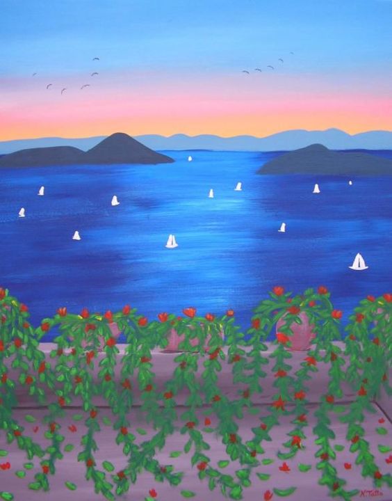 Pintura titulada "Aegean Regata" por Natasha Tatta, Obra de arte original