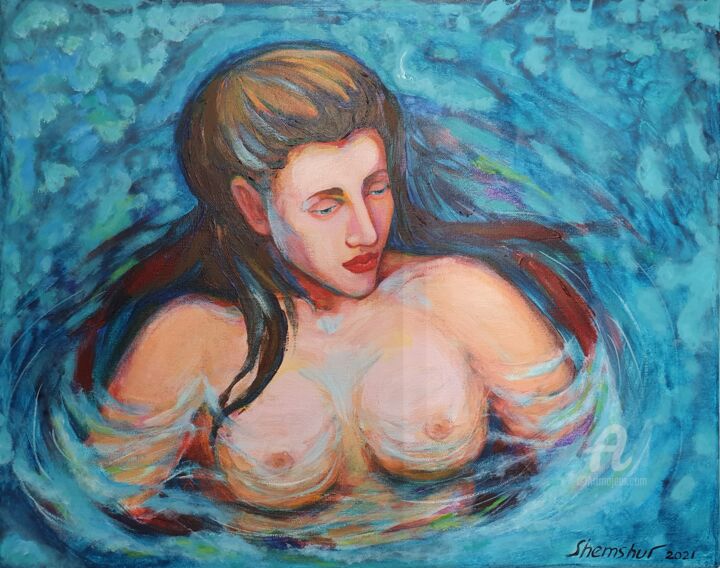 Painting titled "Woman's beauty conc…" by Nata Shemshur, Original Artwork, Acrylic Mounted on Wood Stretcher frame