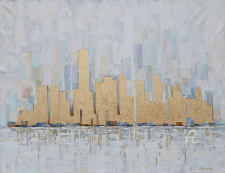 Painting titled "New York City." by Nata Shemshur, Original Artwork, Acrylic