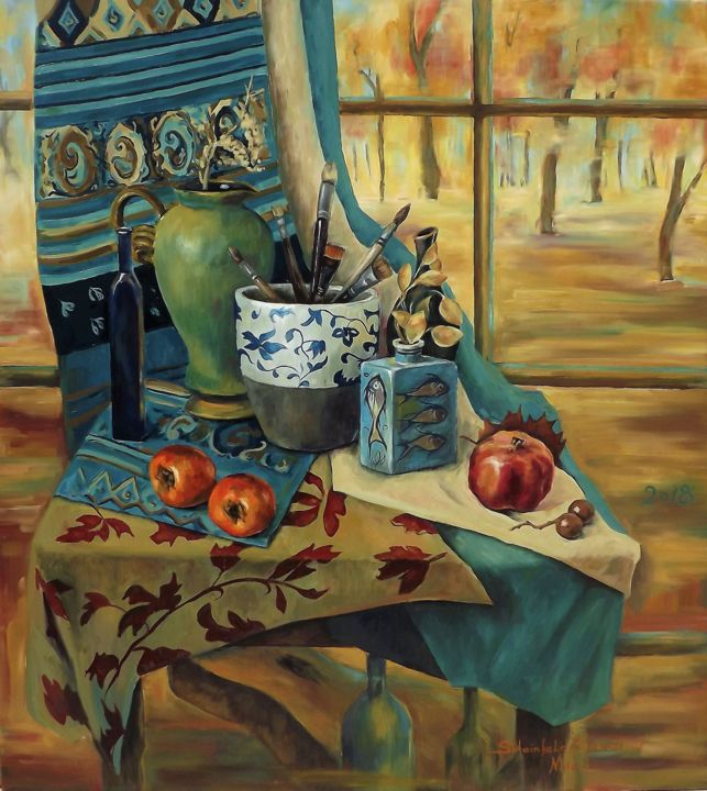 Painting titled "Still life autumn" by Shtainfeld-Borovkov Nataly, Original Artwork, Oil