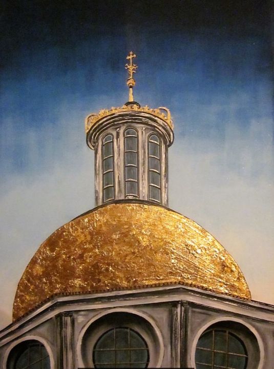 Painting titled "Dome de WAWEL (KRAK…" by Nathanael Cesar, Original Artwork, Acrylic