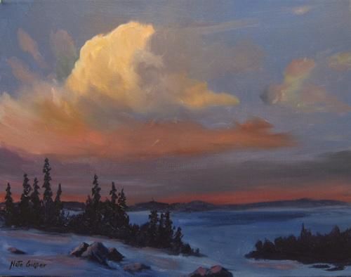 Painting titled "Winter Twilight" by Nathan Gagner, Original Artwork