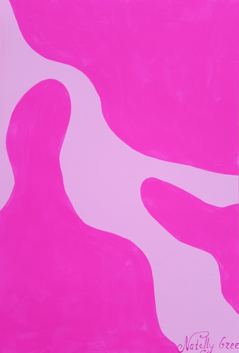 Painting titled "Abstract Pink Flexi…" by Natelly Gree, Original Artwork, Acrylic