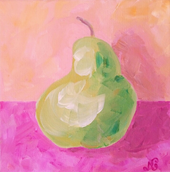 Peinture intitulée "Pear Oil Painting O…" par Natelly Gree, Œuvre d'art originale, Huile
