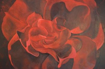 Peinture intitulée "rose-rouge.jpg" par Nathalie Drouard Theophile, Œuvre d'art originale
