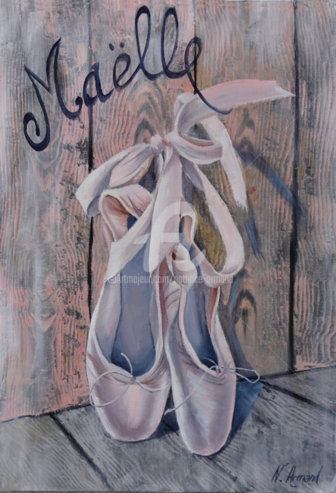 Pittura intitolato "chaussons-par-natha…" da Nathalie Armand, Opera d'arte originale, Acrilico