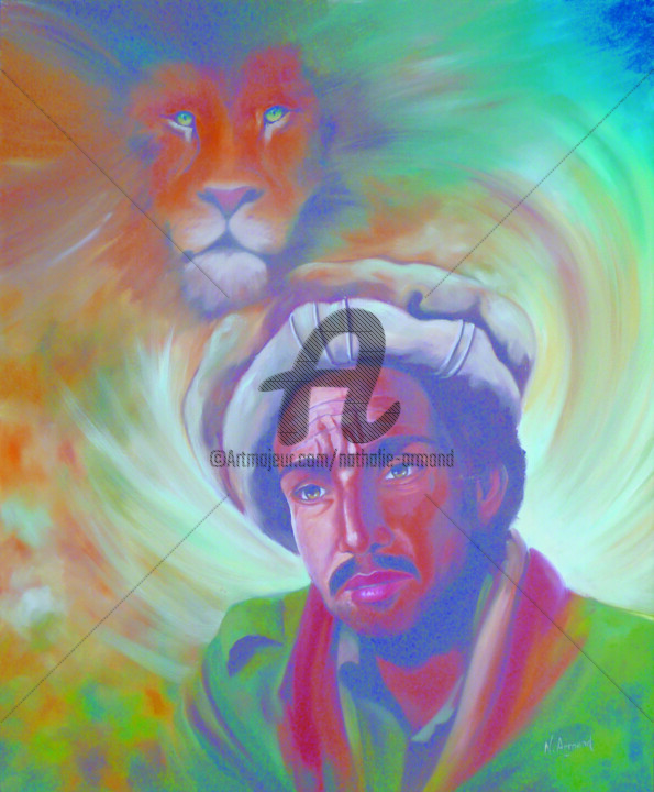 Painting titled "Massoud" by Nathalie Armand, Original Artwork, Oil