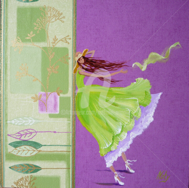 Peinture intitulée "dans le vent" par Nathalie Armand, Œuvre d'art originale, Huile