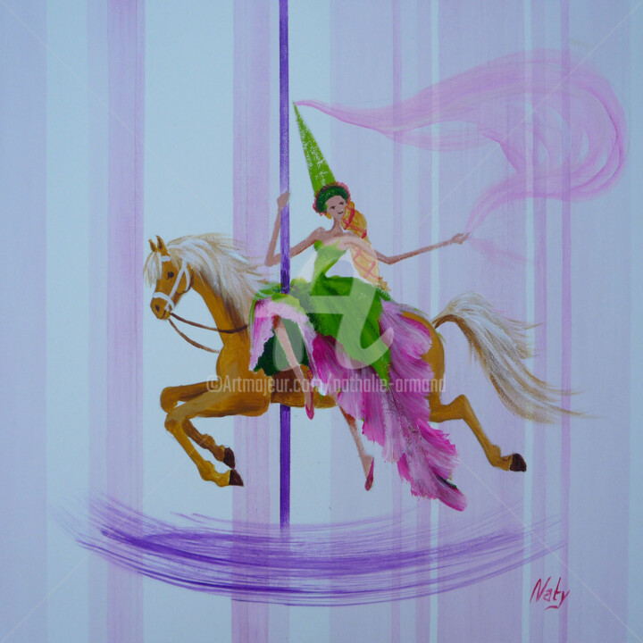 Painting titled "Le cirque" by Nathalie Armand, Original Artwork, Oil