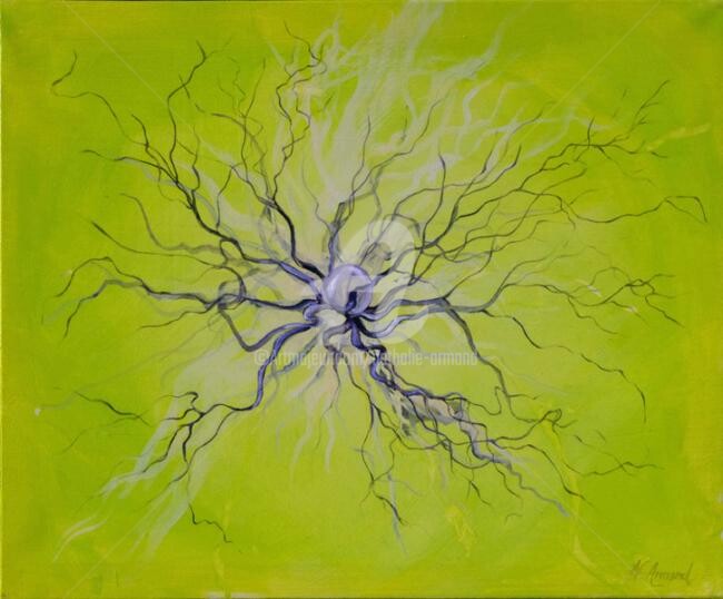 Painting titled "Neurone" by Nathalie Armand, Original Artwork, Oil