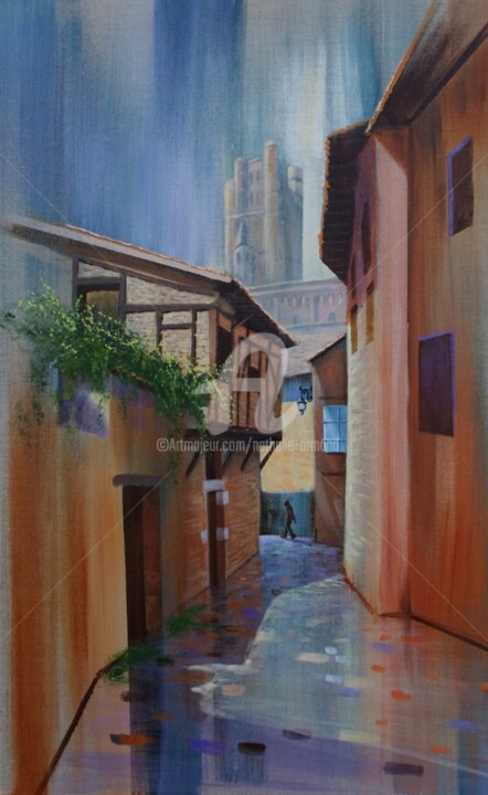 Painting titled "Rue des prètres à A…" by Nathalie Armand, Original Artwork, Acrylic