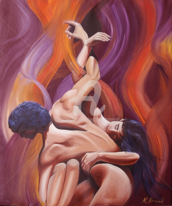 Painting titled "Danseurs contempora…" by Nathalie Armand, Original Artwork, Oil