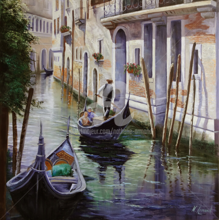 Painting titled "le-gondolier.jpg" by Nathalie Armand, Original Artwork, Oil