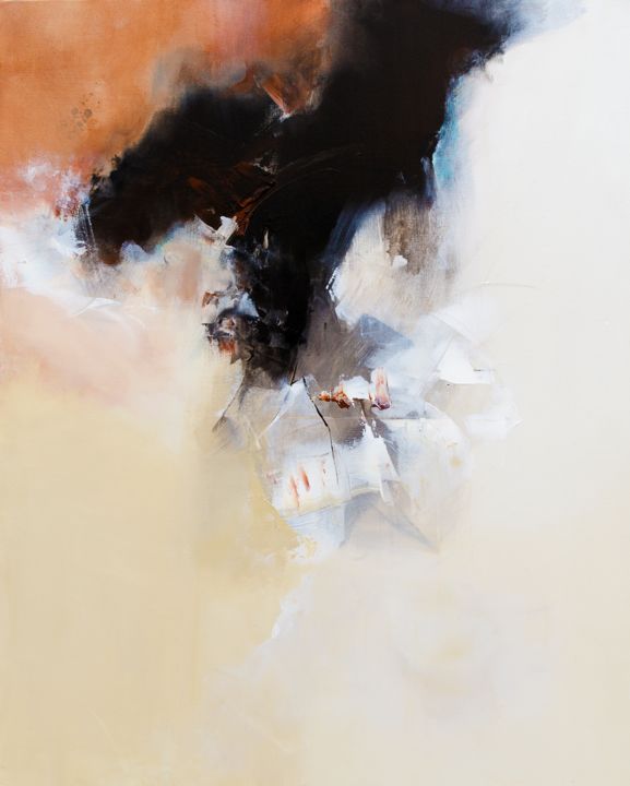 Painting titled "L'aigle-noir" by Nathalie Bardyn, Original Artwork, Acrylic
