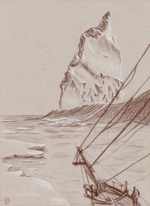 Desenho intitulada "Entrée au Pôle Sud" por Nathalie Bernard, Obras de arte originais, Pastel