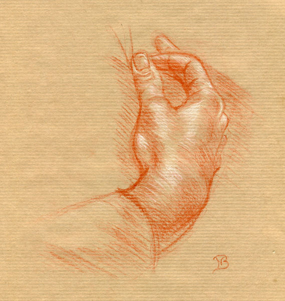 Dessin intitulée "Etude de main d'apr…" par Nathalie Bernard, Œuvre d'art originale, Encre