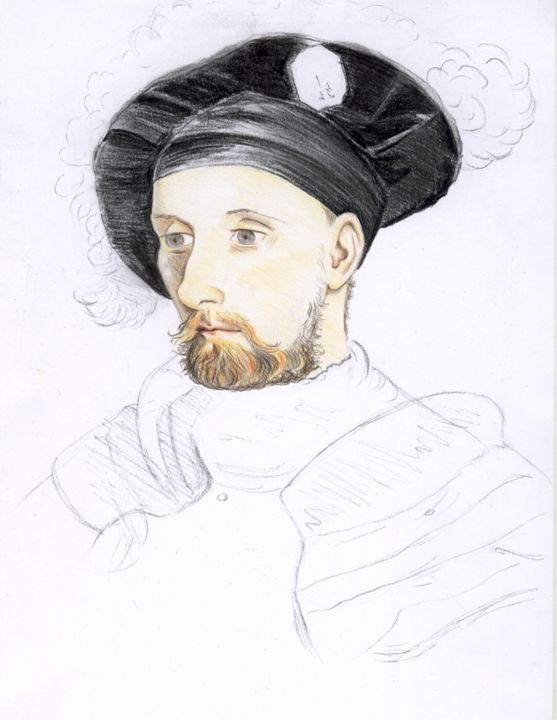 Pittura intitolato "Sir Nicolas Carew" da Nathalie Bernard, Opera d'arte originale, Matita