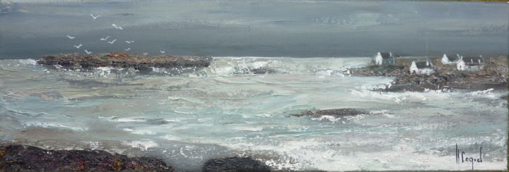 Painting titled "marine bretonne" by Nathalie Coquel Duvillier, Original Artwork, Oil