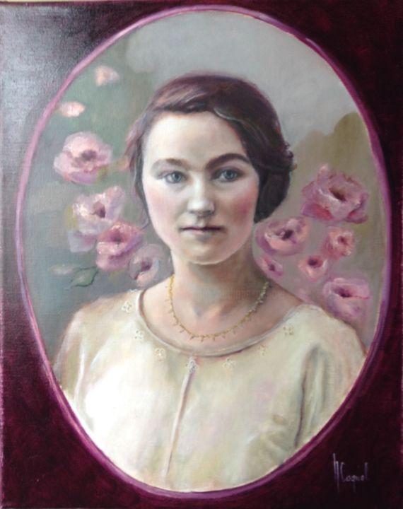 Peinture intitulée ""Rose"" par Nathalie Coquel Duvillier, Œuvre d'art originale, Huile