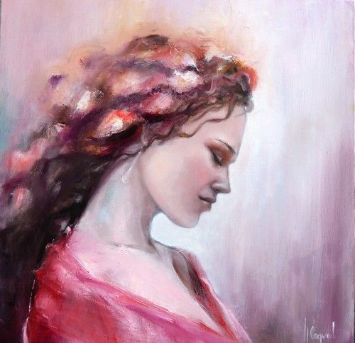 Painting titled ""Amoureuse"" by Nathalie Coquel Duvillier, Original Artwork, Oil