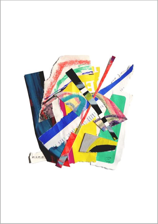 Collages titled "Collage flottant ab…" by Nathalie Cuvelier Abstraction(S), Original Artwork, Collages Mounted on Aluminium
