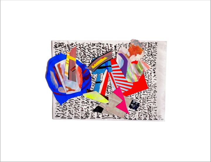 Collagen mit dem Titel "À mots couverts" von Nathalie Cuvelier Abstraction(S), Original-Kunstwerk, Acryl