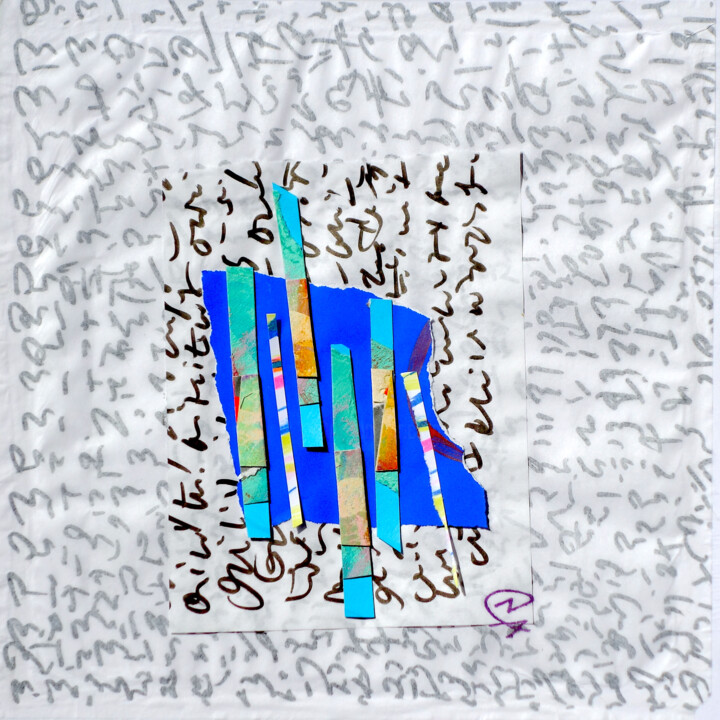 Collagen mit dem Titel "L'Envers du Nord 4" von Nathalie Cuvelier Abstraction(S), Original-Kunstwerk, Collagen Auf Karton mo…