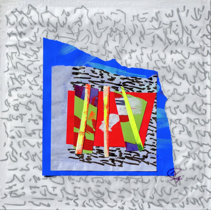 Collagen mit dem Titel "L'Envers du Nord 5" von Nathalie Cuvelier Abstraction(S), Original-Kunstwerk, Collagen Auf Karton mo…