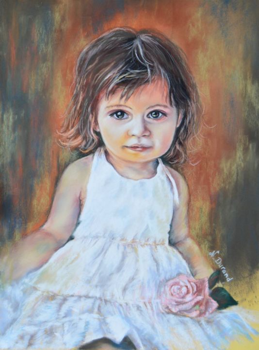 Painting titled "La petite Emma" by Nathalie Durand (Ndpastelart), Original Artwork, Pastel