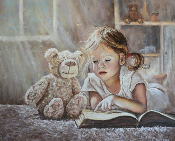 Peinture intitulée "La lecture" par Nathalie Durand (Ndpastelart), Œuvre d'art originale, Pastel