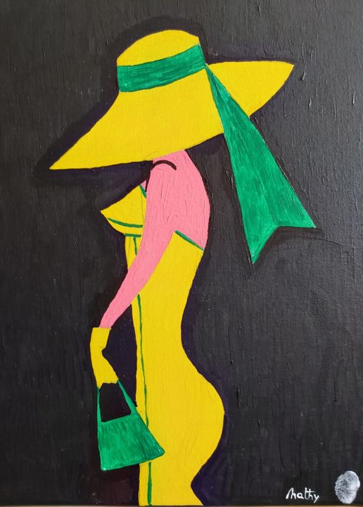 Malerei mit dem Titel "La demoiselle soleil" von Nathy ... (Nathy), Original-Kunstwerk, Acryl