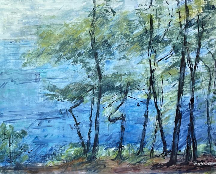 Peinture intitulée "vue sur mer 2" par Nathalie Grange, Œuvre d'art originale, Acrylique Monté sur Châssis en bois