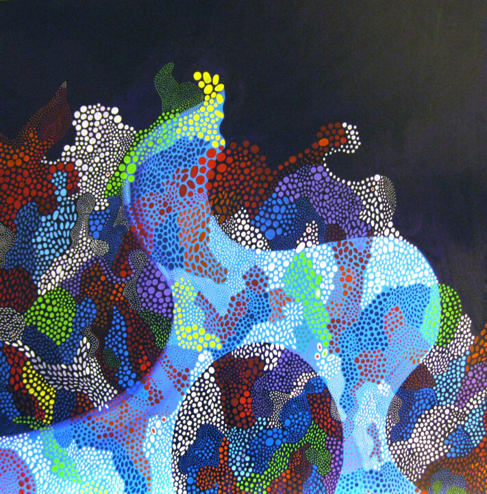 Peinture intitulée "Voluptuous Coral" par Nathalie Gribinski, Œuvre d'art originale, Marqueur Monté sur Châssis en bois