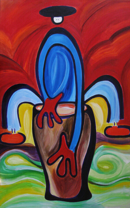 Malerei mit dem Titel "Tam-Tam Boom-Boom" von Nathalie Gribinski, Original-Kunstwerk, Acryl