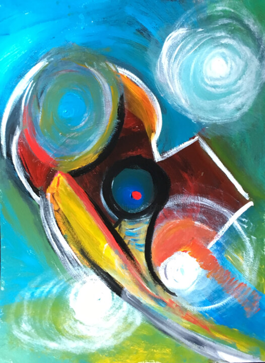 Painting titled "Bulbs of Joy" by Nathalie Gribinski, Original Artwork, Acrylic